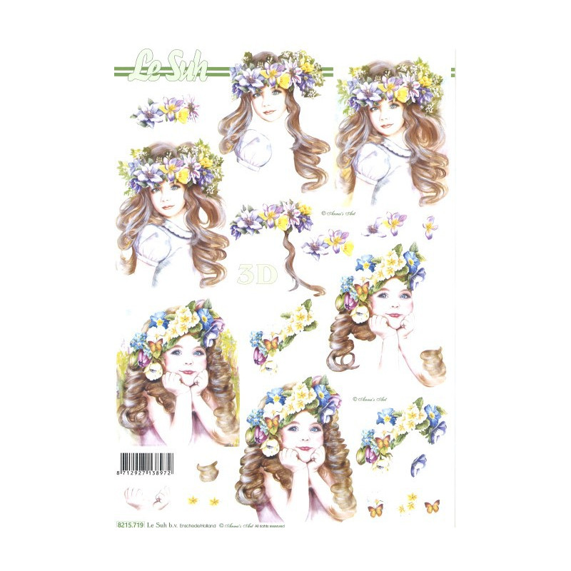 FEUILLE 3D ETAPE - Fille fleurs FEUILLE 3D ETAPE - Fille fleurs