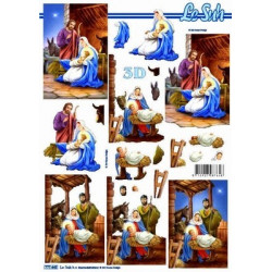 Carte 3D à découper -  creche noel