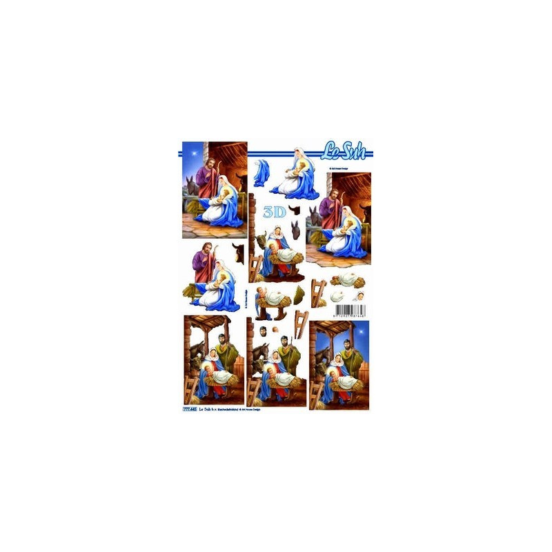 Carte 3D à découper -  creche noel
