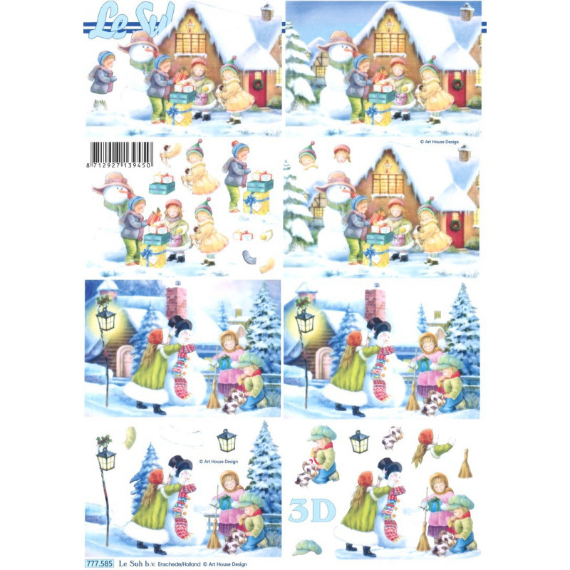 FEUILLE 3D ETAPE - Enfants à Noël FEUILLE 3D ETAPE - Enfants à Noël