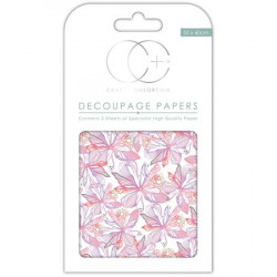 Papier patch 3 feuilles 35x40 cm notes florales roses