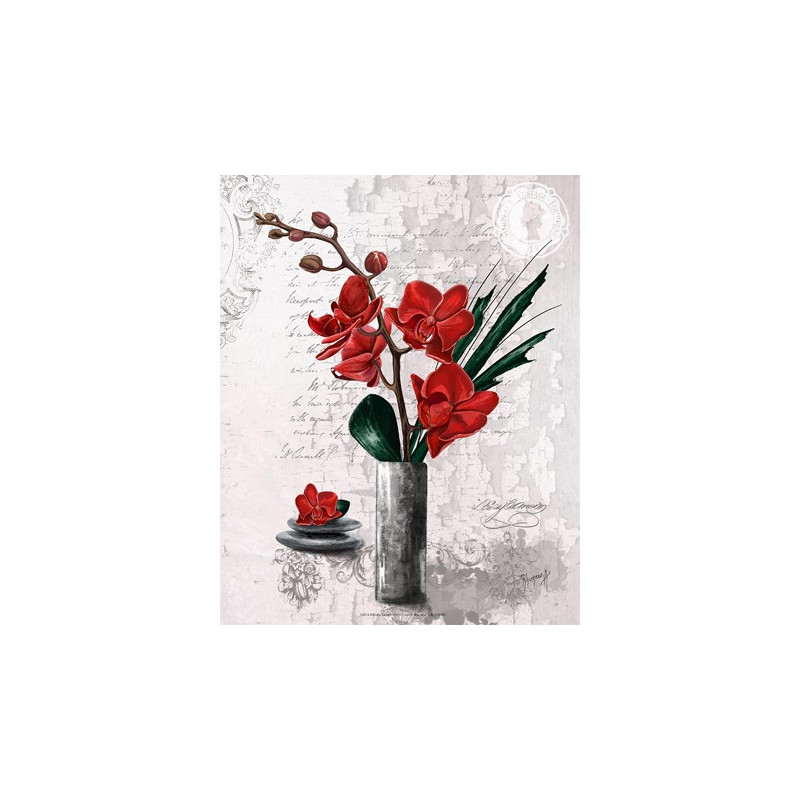 Image pour tableau 3d Orchidées rouges vase haut 24x30 cm -  Aux Bleuets Loisirs créatifs à Reims