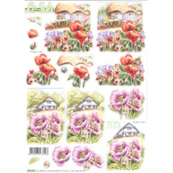 Carterie 3D Prédécoupée -  Maisons fleuries    