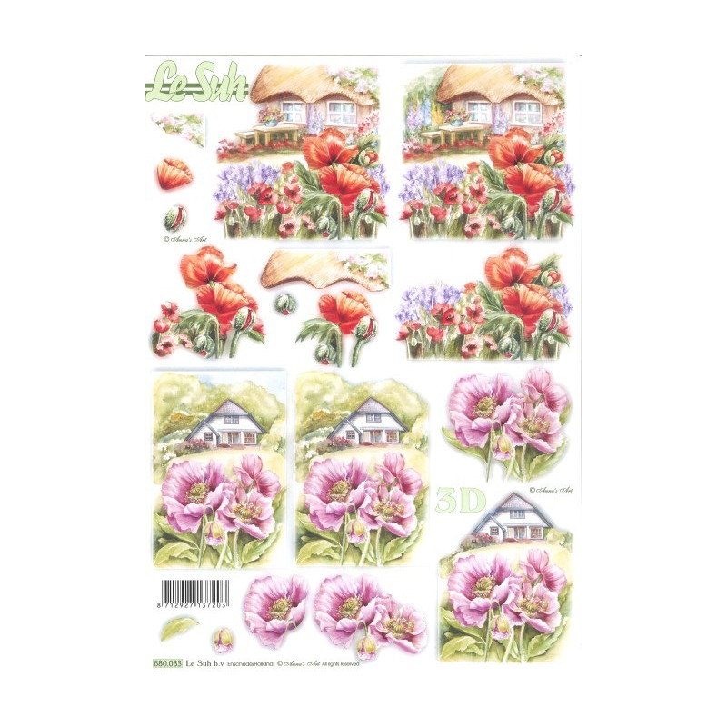 Carterie 3D Prédécoupée -  Maisons fleuries    