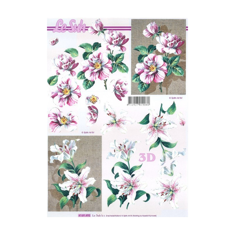 Carterie 3D A4 à découper - Fleurs roses Carterie 3D A4 à découper - Fleurs roses