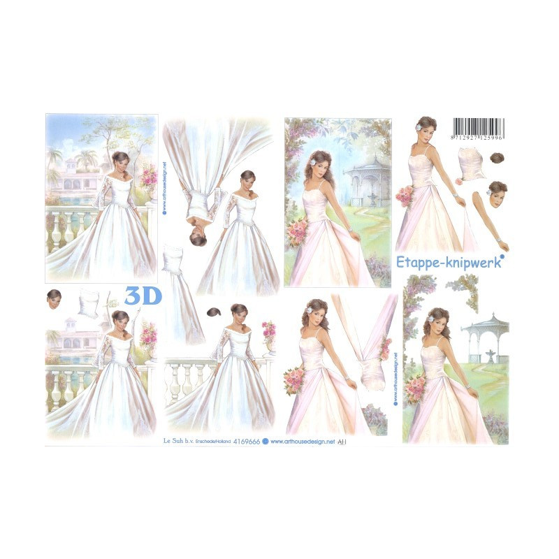 Carterie 3D A4 à découper - Mariage