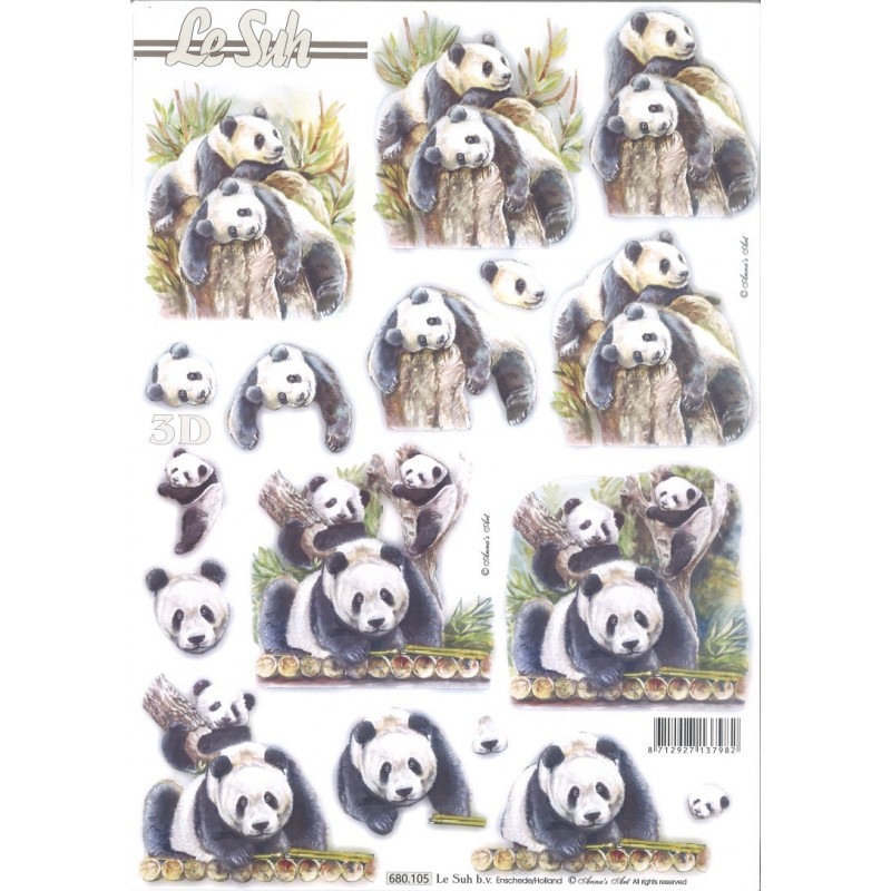 Carterie 3D Prédécoupée - Les Pandas          