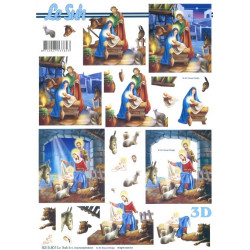 Carte 3D à découper -  crèche de Noël - 8215801