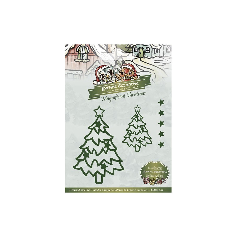 Die - Yvonne Creations - Sapins de Noël étoilés 5 x 7 cm, 3 x 4 cm et 6 x 6 mm. Die - Yvonne Creations - Sapins de Noël étoilés 5 x 7 cm, 3 x 4 cm et 6 x 6 mm.