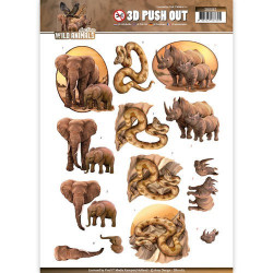 Carte 3D prédéc. - SB10162 - Wild animals - Eléphant serpent et rhinocéros *