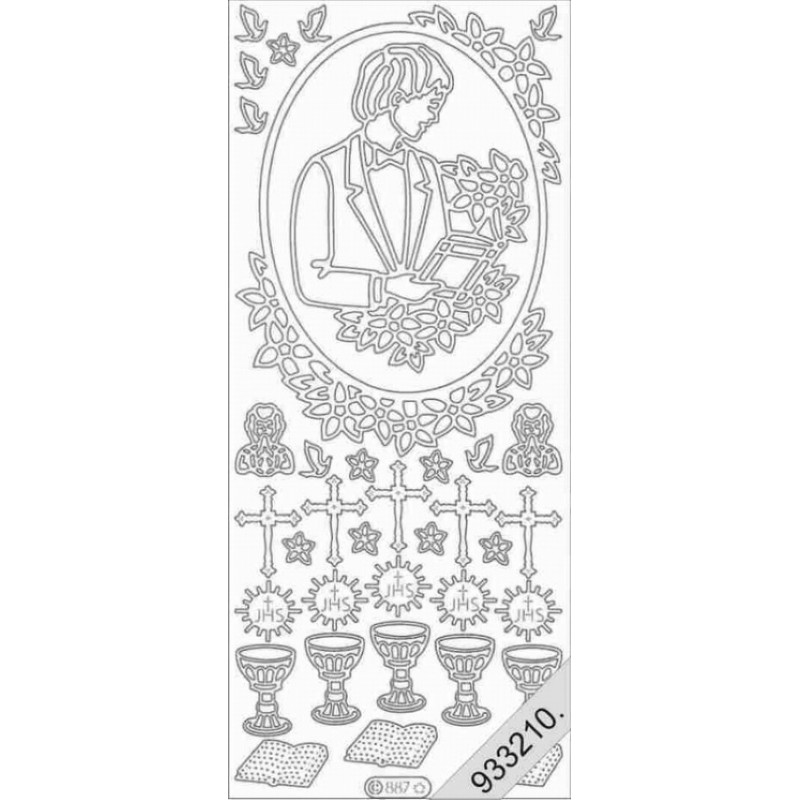 Stickers - 0887 - Communion garçon - argent