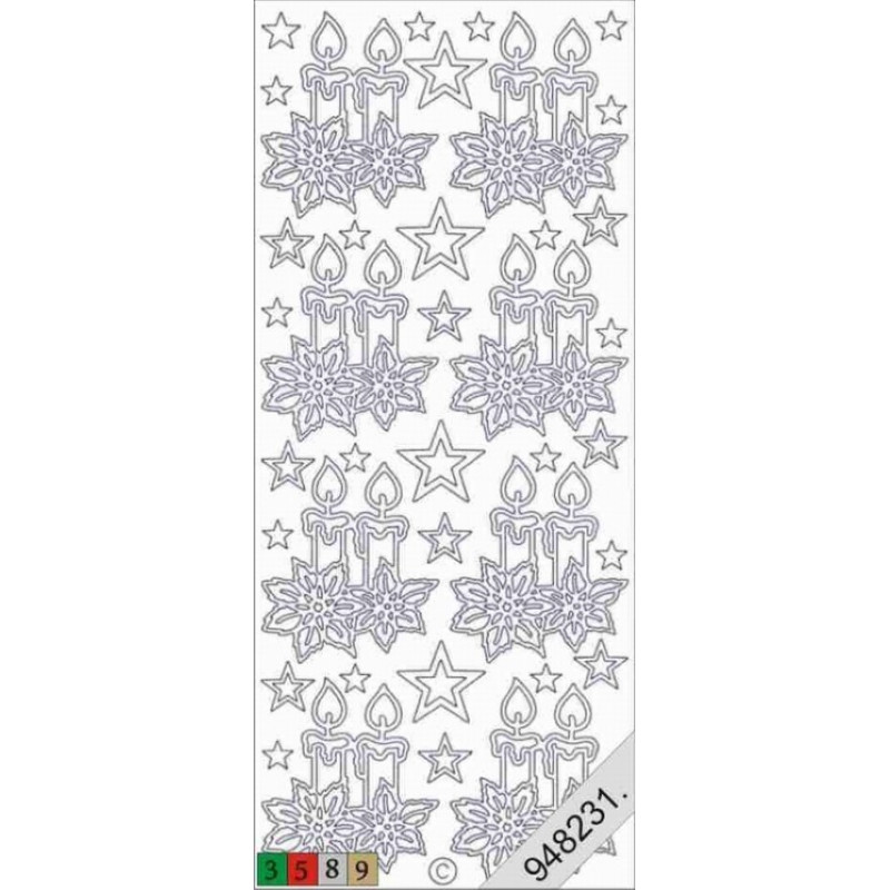 Stickers - 0862 - Bougies de Noël - argent