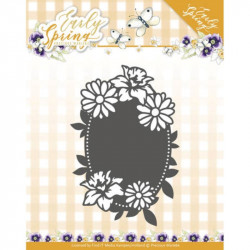 Dies - Precious Marieke - Early Spring - Etiquette ovale Fleurs de Printemps 5.8 x 8.8 cm