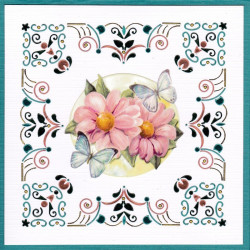 Dot and do 124 - kit Carte 3D - fleurs roses et papillons