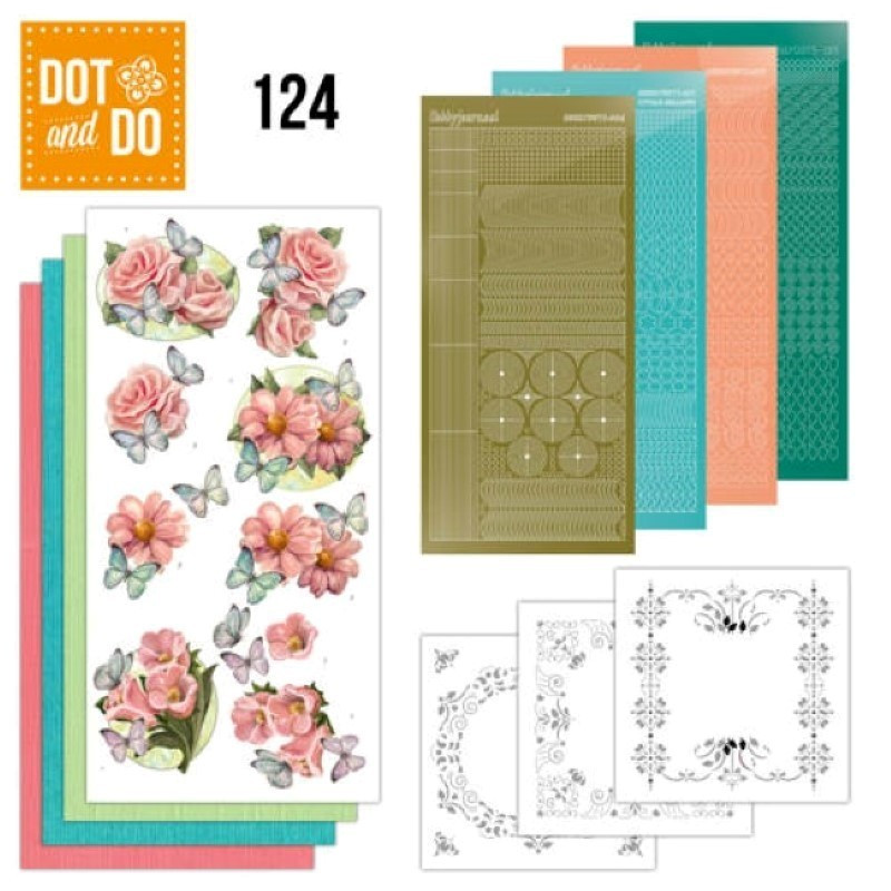 Dot and Do 124 - Kit Carterie 3D - Fleurs roses et papillons