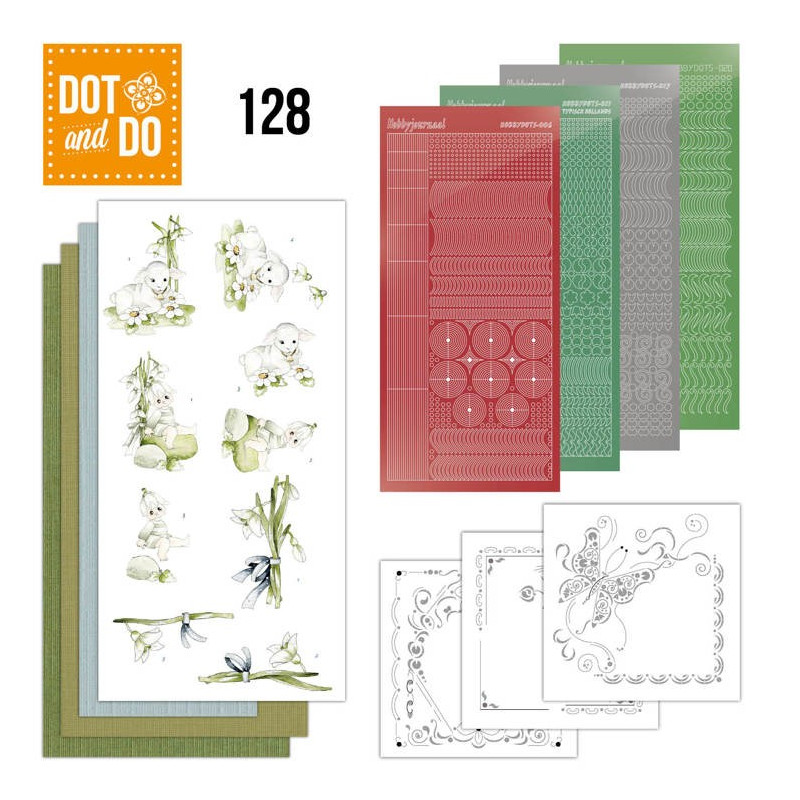 Dot and Do 128 - Kit Carterie 3D - Agneaux de Pâques et fleurs blanches