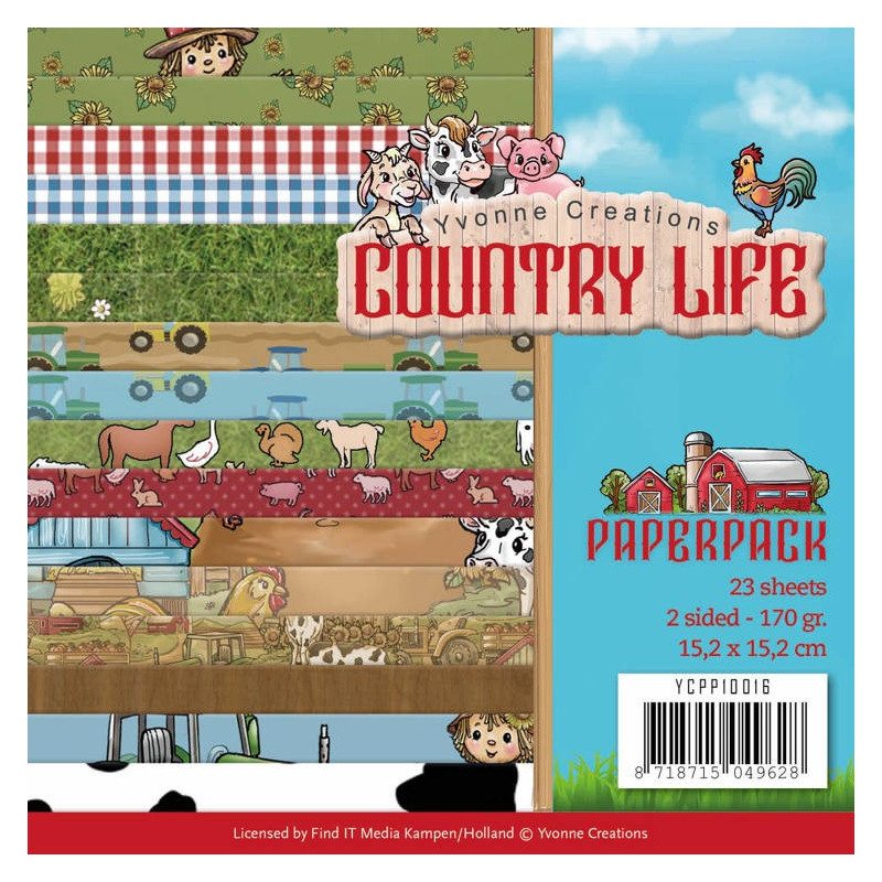 Bloc de papier - Yvonne Creations - Country Life 15 x 15 cm Bloc de papier - Yvonne Creations - Country Life 15 x 15 cm