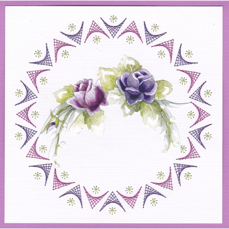 Stitch and Do 83 , Kit Carterie 3D broderie , Fleurs pourpres