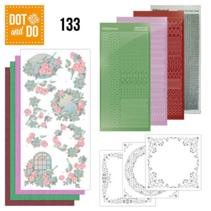 Dot and do 133 - kit carterie 3D - Oiseaux et roses