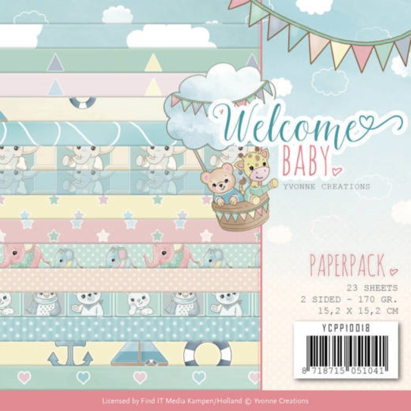 Bloc de papier - yvonne creations - Welcome baby 15 x 15 cm Bloc de papier - yvonne creations - Welcome baby 15 x 15 cm