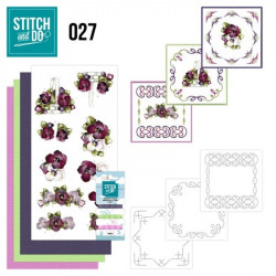 Stitch and do 27 carterie 3D broderie - Fleurs bordeaux