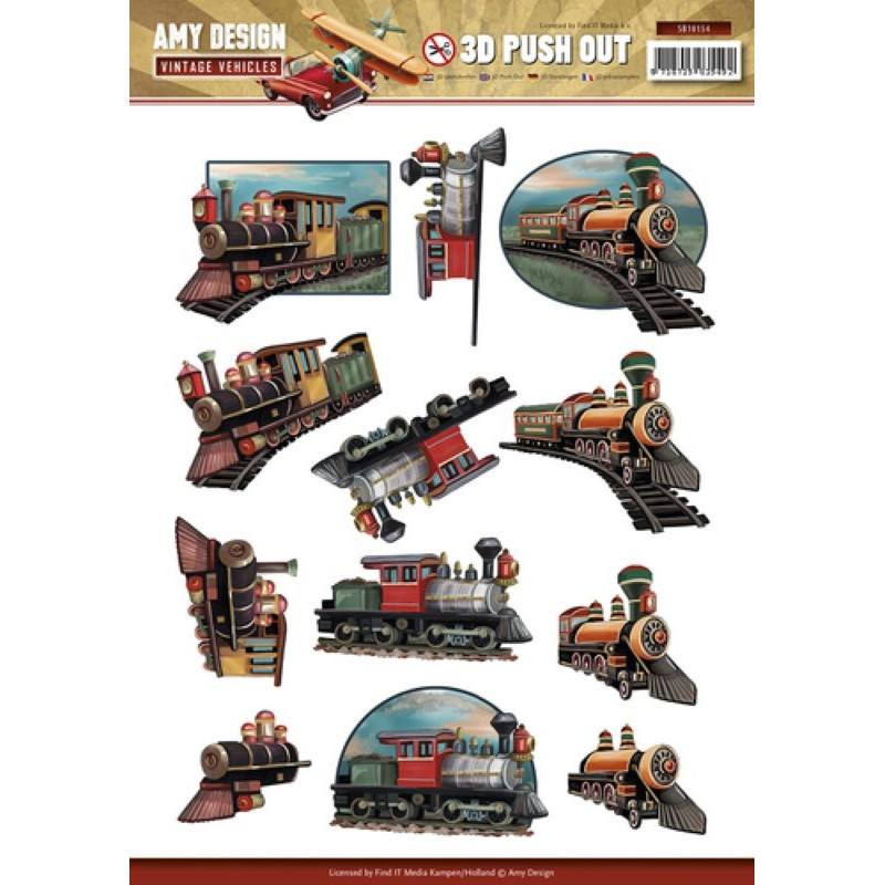 Carterie 3D Prédécoupée - Amy Design Trains Vintage