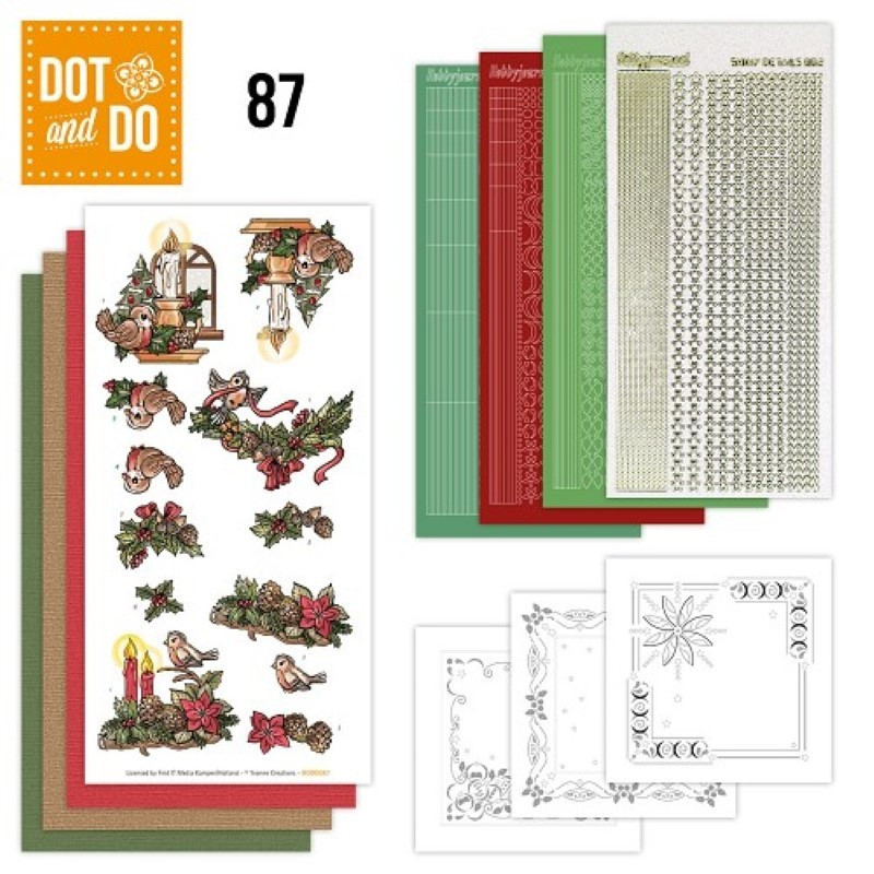 Dot and do 087 - kit Carte 3D - Bougies et couronnes de Noël