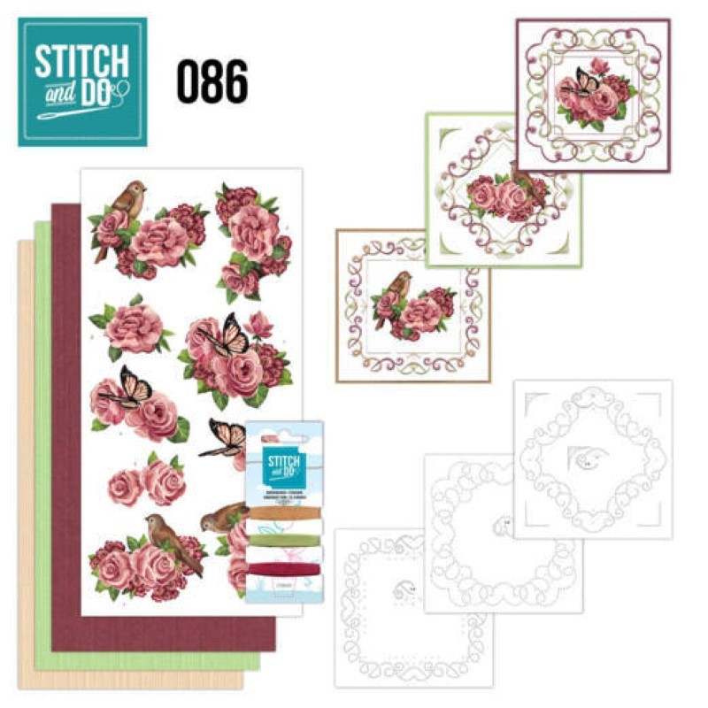 Stitch and do 86 - kit Carte 3D broderie - roses et papillons
