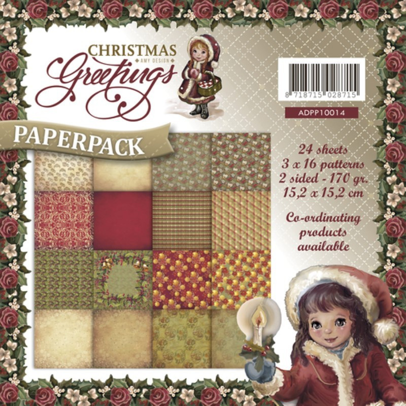 Bloc de papier - Amy Design -  Christmas Greetings 15.2 x 15.2