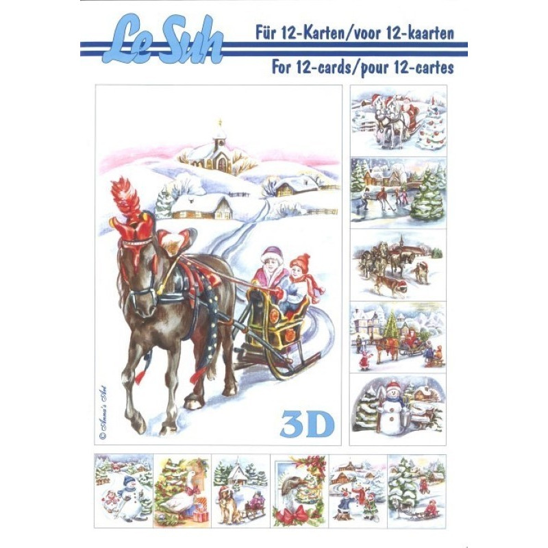 Carterie 3D LIVRE A5 - 12 cartes - Paysages Noël