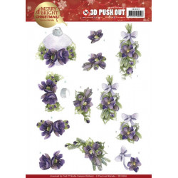 Carte 3D prédéc. - SB10269 - Merry and Bright Christmas - Bouquets mauves