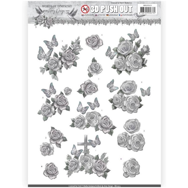 Carte 3D prédéc. - Amy Design - Words of Sympathy - Roses Blanches Carte 3D prédéc. - Amy Design - Words of Sympathy - Roses Blanches