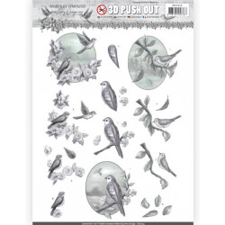 Carte 3D prédéc. - Amy Design - Words of Sympathy - Oiseaux et fleurs 