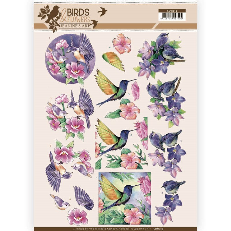 Carte 3D à découper -  Jeanine's Art - Birds and Flowers - Oiseaux Tropicaux