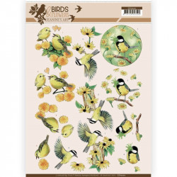 Carte 3D à découper -  Jeanine's Art - Birds and Flowers - Oiseaux Jaunes