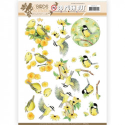 Carte 3D prédéc. - Jeanine's Art - Birds and Flowers - Oiseaux jaunes