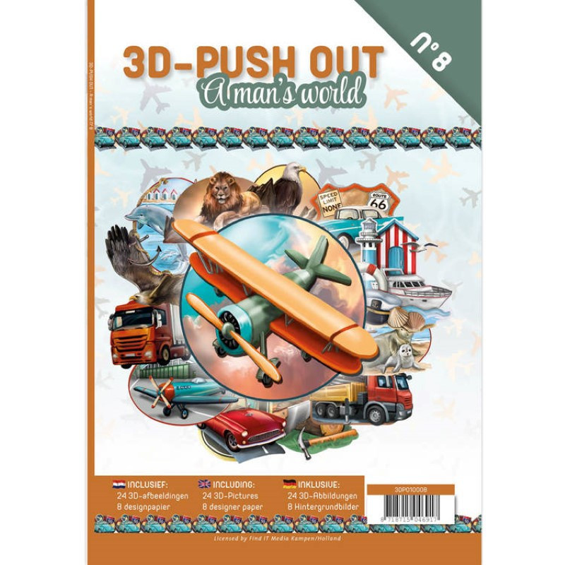 Carte 3D livre A4 prédécoupé - Un monde d'hommes 24 images + papiers