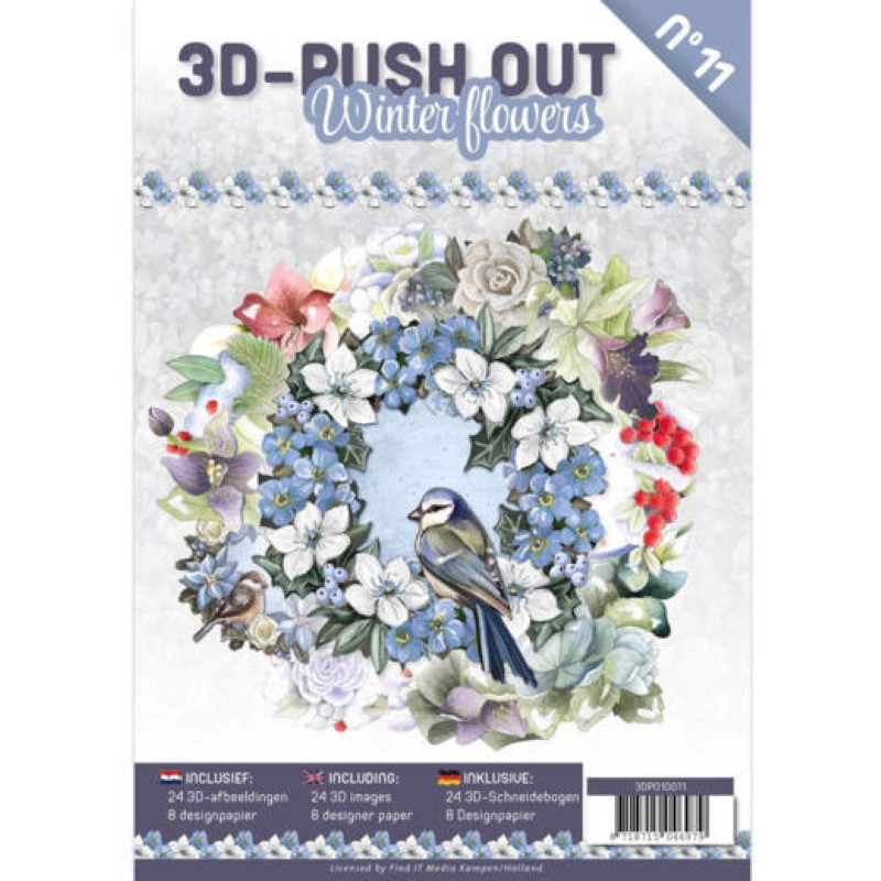 Carte 3D livre A4 prédécoupé - Fleurs d'hiver 24 images + papiers