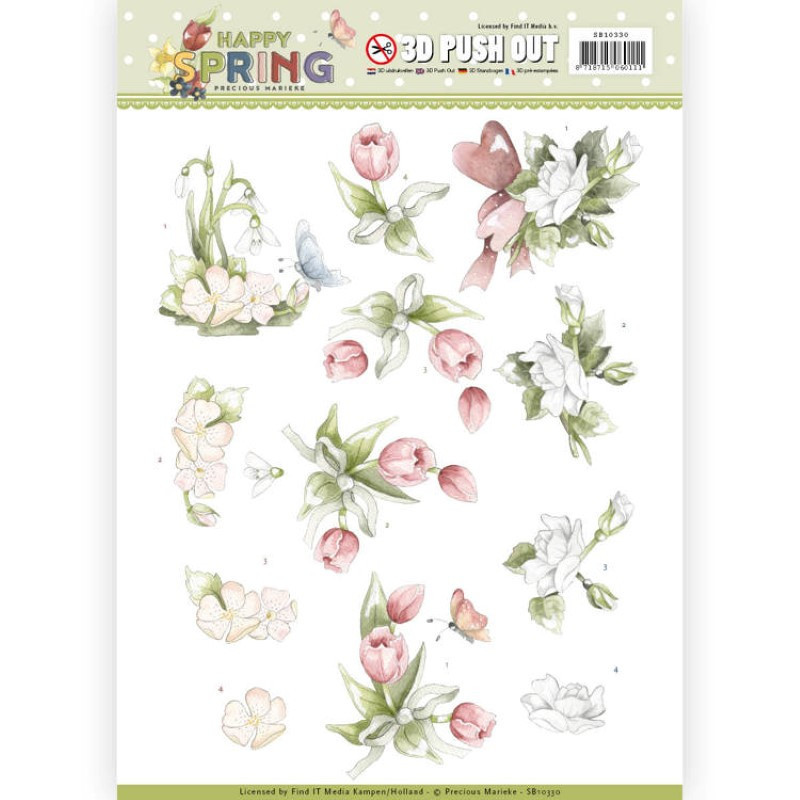 Carte 3D prédéc. - Yvonne Creations - Happy Spring - Fleurs - SB10330