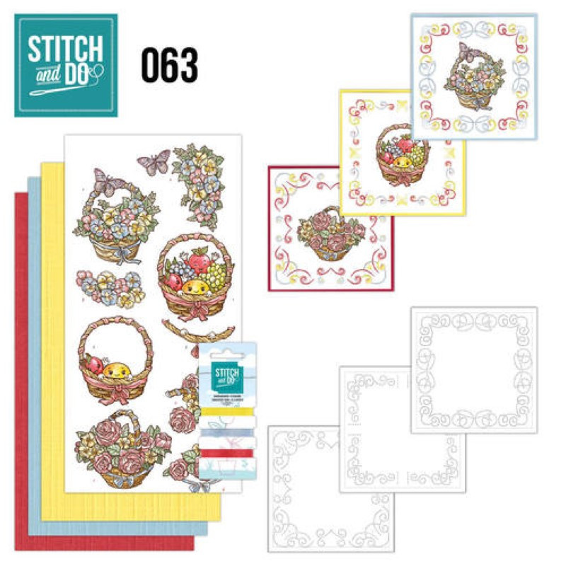 Stitch and do 63 - kit Carte 3D broderie - Paniers de fleurs