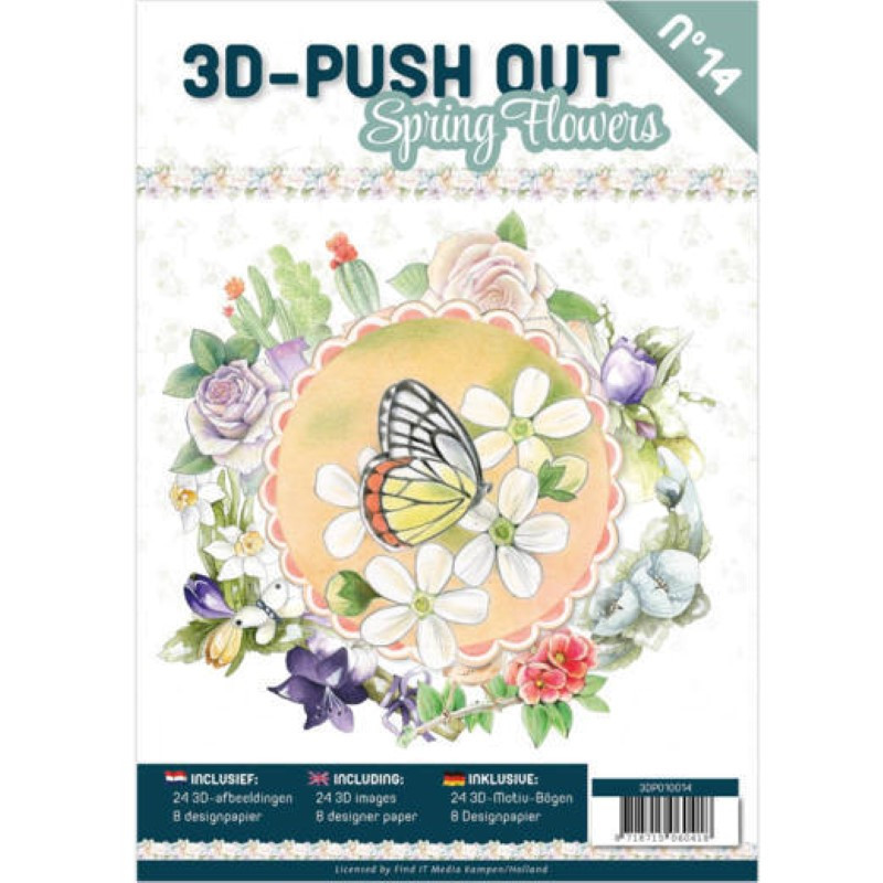 Carte 3D livre A4 prédécoupé - Fleurs de printemps 24 images + papiers