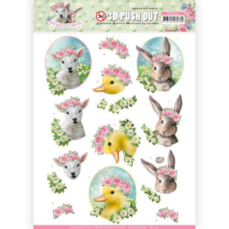 Carte 3D prédéc. - Amy design - Spring is here - Bébés animaux - SB10331