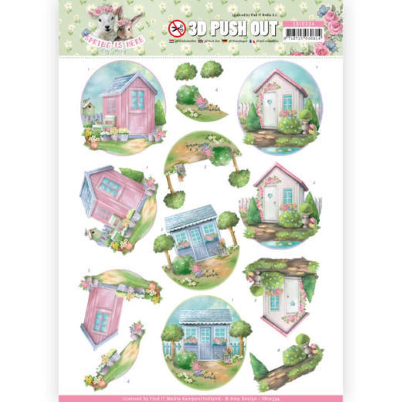 Carte 3D prédéc. - Amy design - Spring is here - Cabanes de jardin - SB10334