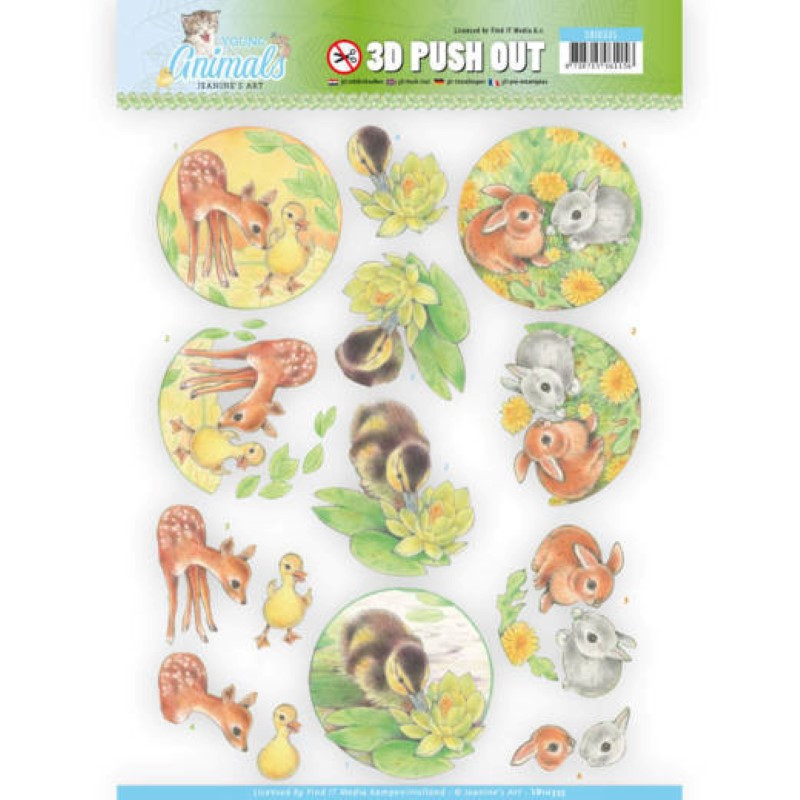 Carte 3D prédéc. - Jeannine's Art - Young animals - Lapins et canetons  - SB10335
