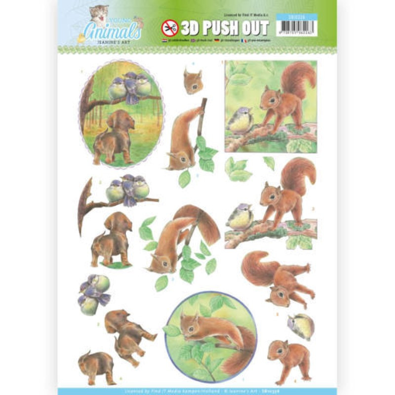 Carte 3D prédéc. - Jeannine's Art - Young animals - Ecureuils  - SB10336