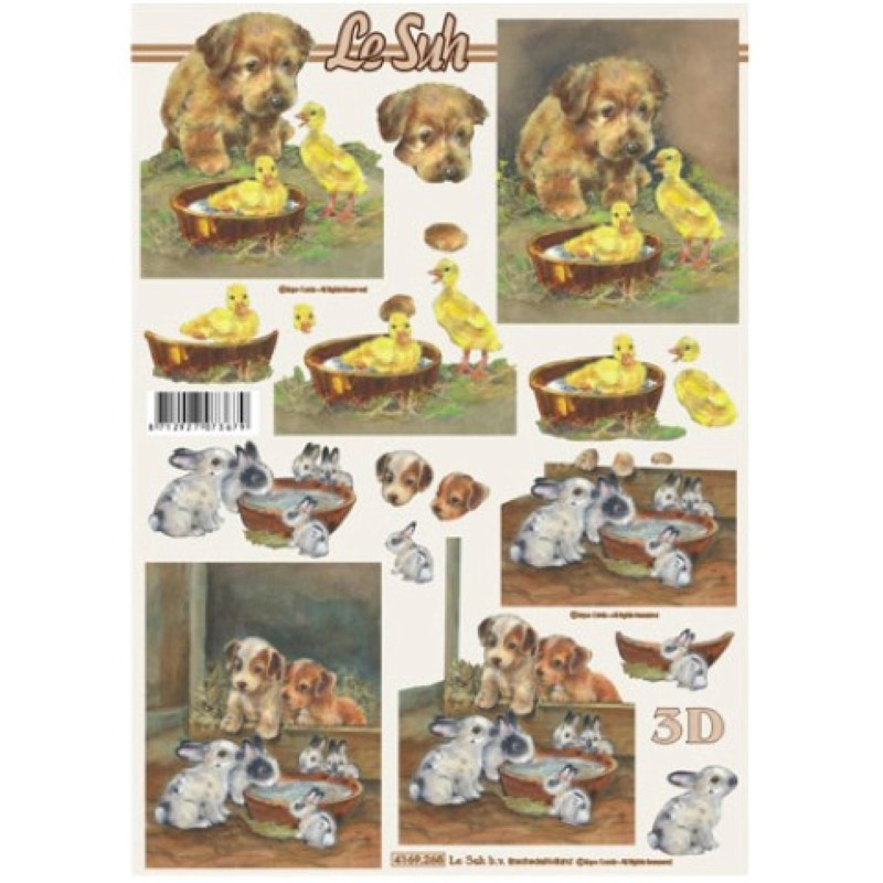 Carte 3D à découper - Chiots et bébés lapins - 4169265