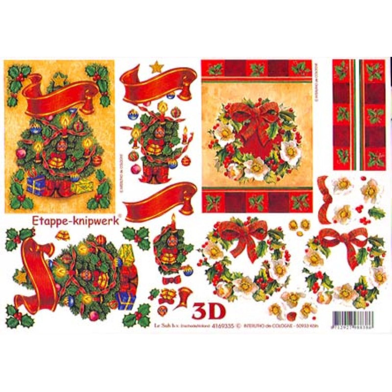 Carte 3D à découper - Sapin et couronne de Noël - 4169335