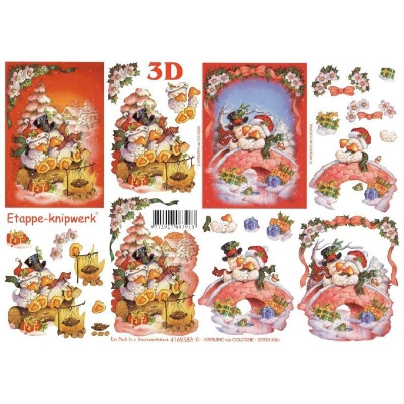 Carte 3D à découper - Oies fêtent Noël - 4169583