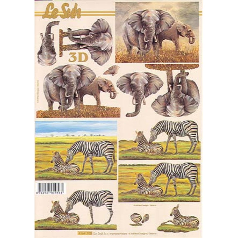 Carte 3D à découper - Eléphants et zèbres - 4169700