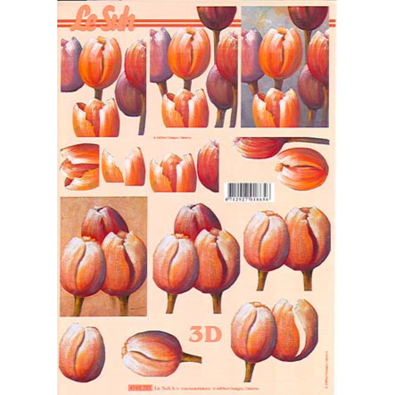 Carte 3D à découper - Tulipes orangées - 4169701